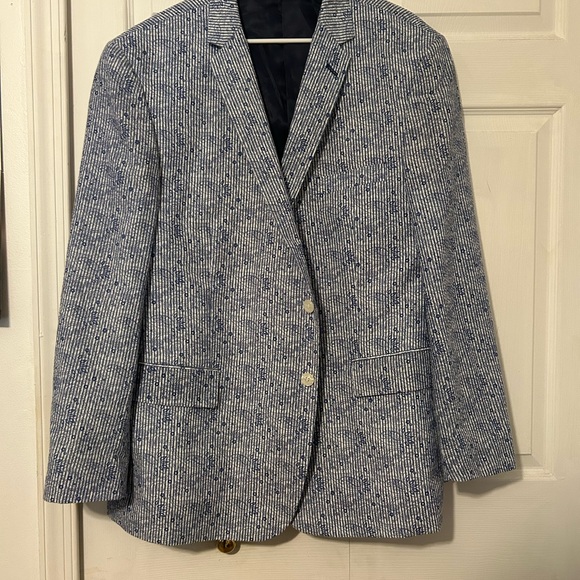 Classic Blue and White Textured Blazer - Picture 1 of 4